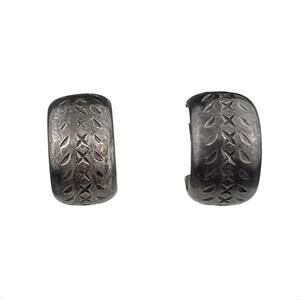 Vintage Southwest Style Etched Hoop Pierced Sterling Silver Earrings